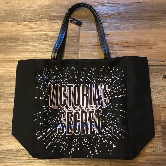 Victoria's Secret Handbags - NWT VS Black Canvas Tote Bag 😍